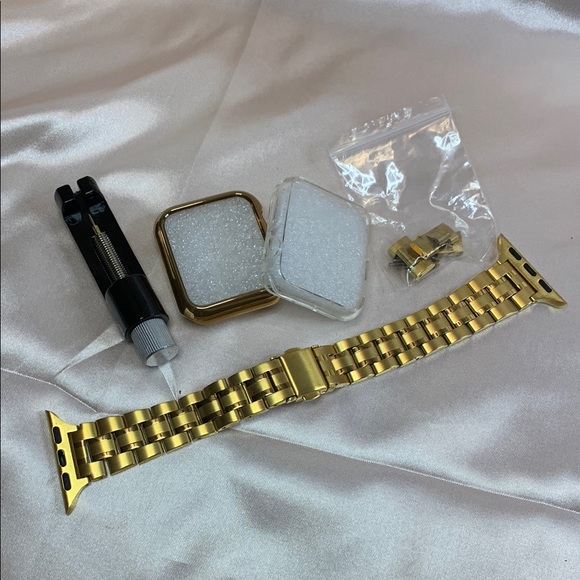 NWOT - Gold Stainless Steel Apple Watch Band w/ Accessories - Picture 6 of 13